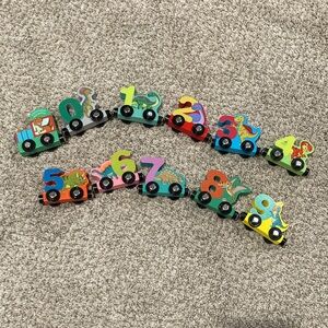 Wooden Number Train Toy - Colorful Dinosaur Counting Cars